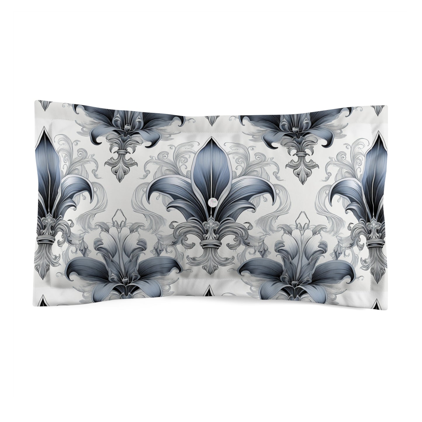 Pillow Sham - Fleur De Lis Blue and Grey Design